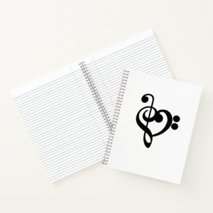 Muzikant Muziek Hart - Diskant- en Bassleutel Notitieboek
