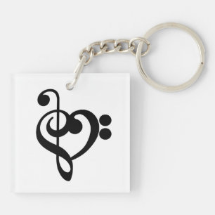 Muzikant Muziek Hart - Diskant- en Bassleutel Sleutelhanger