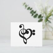 Muzikant Muziek Hart - Treble Bass Clef Briefkaart (Staand voorkant)