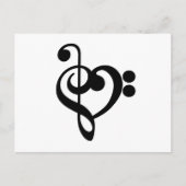 Muzikant Muziek Hart - Treble Bass Clef Briefkaart (Voorkant)
