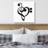 Muzikant Muziek Hart - Treble Bass Clef Canvas Afdruk (Insitu (Slaapkamer))
