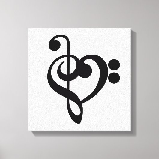Muzikant Muziek Hart - Treble Bass Clef Canvas Afdruk (Voorkant)