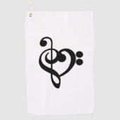 Muzikant Muziek Hart - Treble Bass Clef Golfhanddoek (Voorkant)