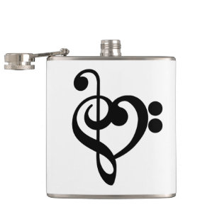 Muzikant Muziek Hart - Treble Bass Clef Heupfles