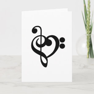 Muzikant Muziek Hart - Treble Bass Clef Kaart