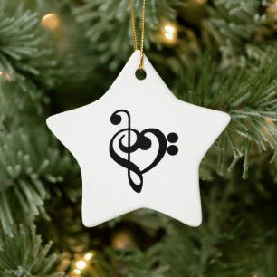 Muzikant Muziek Hart - Treble Bass Clef Keramisch Ornament