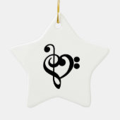 Muzikant Muziek Hart - Treble Bass Clef Keramisch Ornament (Voorkant)