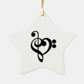 Muzikant Muziek Hart - Treble Bass Clef Keramisch Ornament (Achterkant)