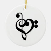 Muzikant Muziek Hart - Treble Bass Clef Keramisch Ornament (Voorkant)