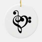 Muzikant Muziek Hart - Treble Bass Clef Keramisch Ornament (Achterkant)