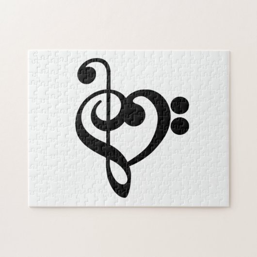 Muzikant Muziek Hart - Treble Bass Clef Legpuzzel (Horizontaal)