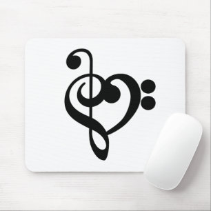 Muzikant Muziek Hart - Treble Bass Clef Muismat