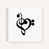 Muzikant Muziek Hart - Treble Bass Clef Notitieboek (Voorkant)