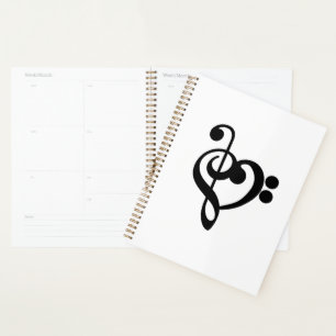 Muzikant Muziek Hart - Treble Bass Clef Planner