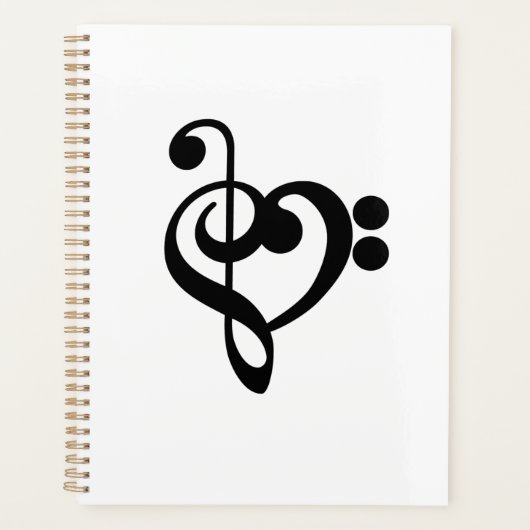 Muzikant Muziek Hart - Treble Bass Clef Planner (Voorkant)