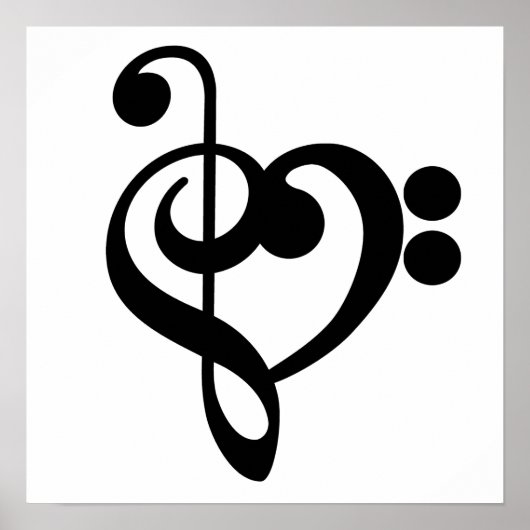 Muzikant Muziek Hart - Treble Bass Clef Poster (Voorkant)