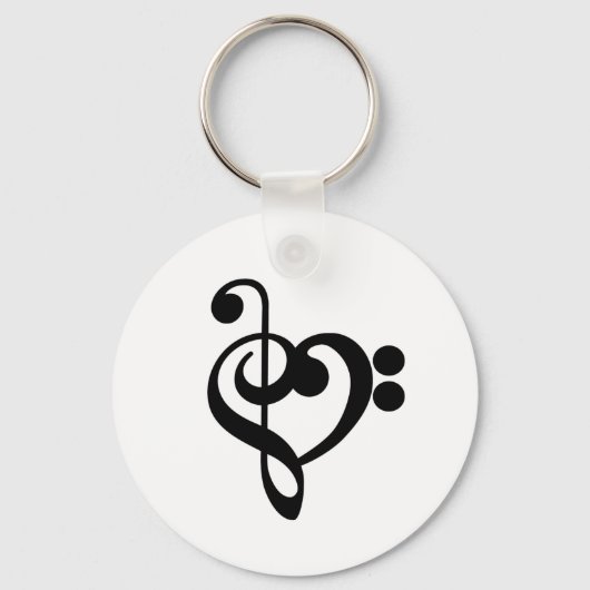 Muzikant Muziek Hart - Treble Bass Clef Sleutelhanger (Voorkant)