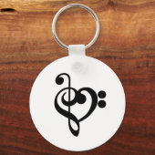Muzikant Muziek Hart - Treble Bass Clef Sleutelhanger (Voorkant)