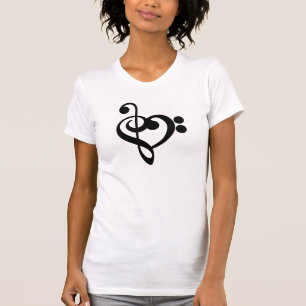 Muzikant Muziek Hart - Treble Bass Clef T-shirt