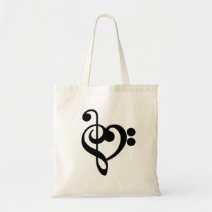 Muzikant Muziek Hart - Treble Bass Clef Tote Bag