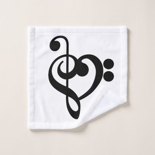 Muzikant Muziek Hart - Treble Bass Clef Washandje (Wasdoekje)