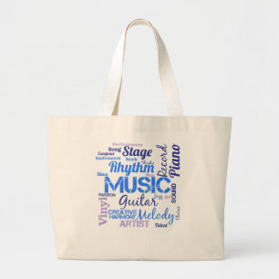 Muzikant Muziek Liefhebber Woordwolk  Grote Tote Bag