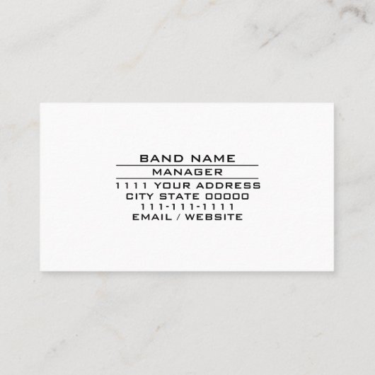 Muzikant muziekindustrie rockband gitaarlessen visitekaartje (Achterkant)