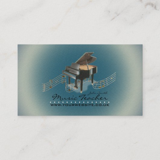 Muzikant/Muziekleraar (Piano 1) Deep Blue BG Visitekaartje (Voorkant)