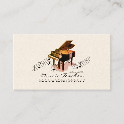 Muzikant/Muziekleraar (Piano 1) Vintage Visitekaartje (Voorkant)