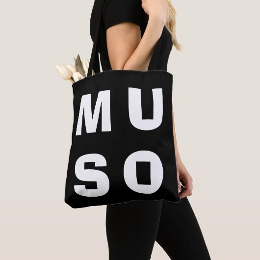 Muzikant Muziekliefhebber Monochroom Zwart Wit Tote Bag (Dichtbij)
