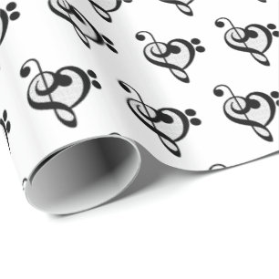 Muzikant Muzieknoteerpatroon Hart Cadeaupapier