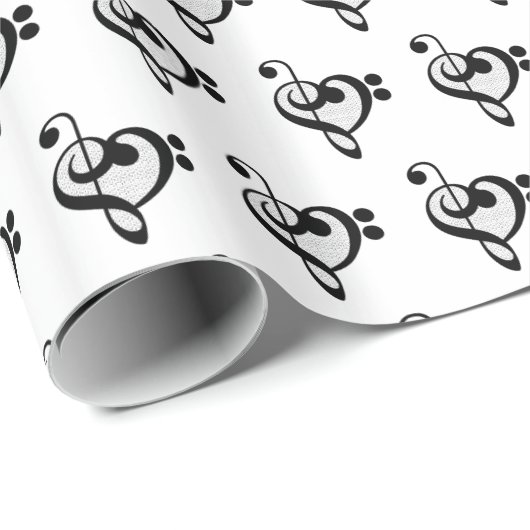 Muzikant Muzieknoteerpatroon Hart Cadeaupapier (Rol Hoek)