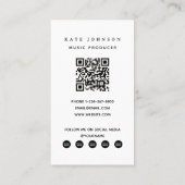 Muzikant Muziekproducent Gramophone QR Code Visitekaartje (Achterkant)