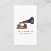Muzikant Muziekproducent Gramophone QR Code Visitekaartje (Voorkant)