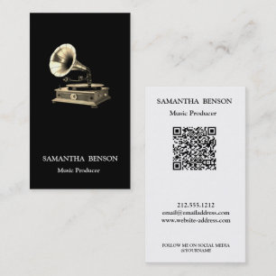 Muzikant Muzieproducer Grammofoon QR-code Visitekaartje