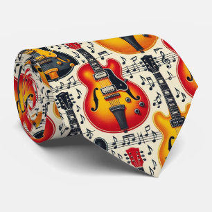 Muzikant Nep Zijden Das Gitaar Retro Muzieknoten