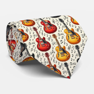 Muzikant Nep Zijden Stropdas Gitaar Retro Muziek