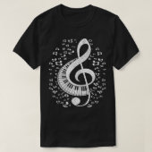Muzikant Pianist Muzieknoten Keyboard Treble Clef T-shirt (Design voorkant)