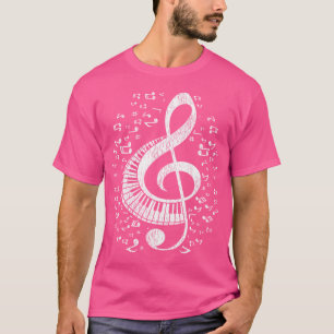 Muzikant Pianist Muzieknoten Keyboard Treble Clef T-shirt