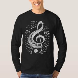 Muzikant Pianist Muzieknoten Keyboard Treble Clef T-shirt