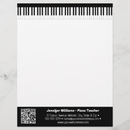 Muzikant Piano Keys Muziek Zakelijk QR Code Briefhoofd