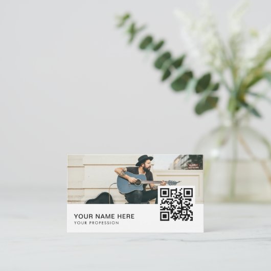 Muzikant QR Code Business Car Visitekaartje (Staand voorkant)