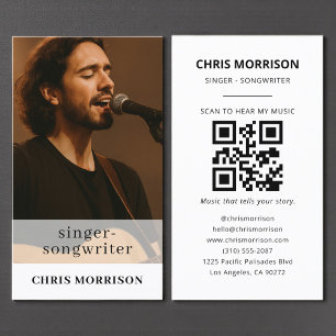 Muzikant QR-code Foto Zanger Liedschrijver Visitekaartje