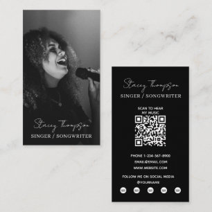 Muzikant QR-code Foto Zanger Singer-songwriter Scr Visitekaartje
