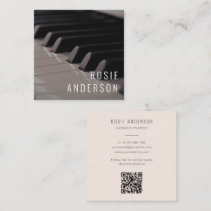 Muzikant QR Code Piano Keys Modern Blush Pink Vierkante Visitekaartje