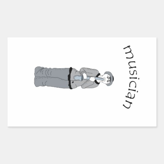 muzikant rechthoekige sticker (Voorkant)