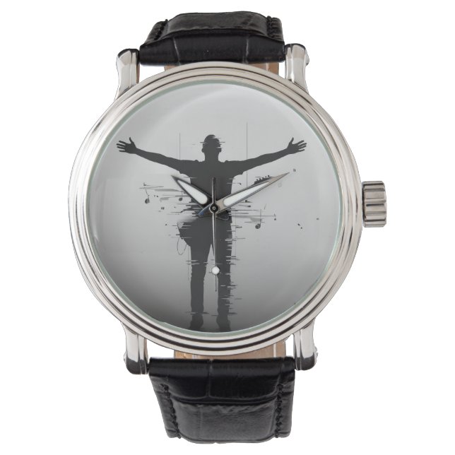 Muzikant Silhouette Horloge (Voorkant)