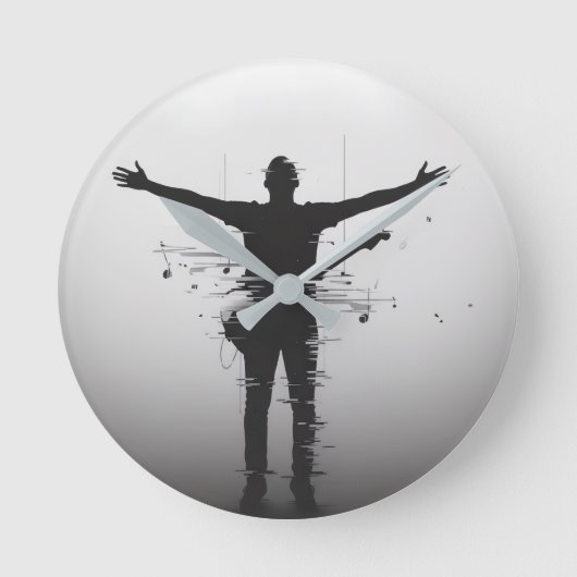 Muzikant Silhouette Ronde Klok (Voorkant)