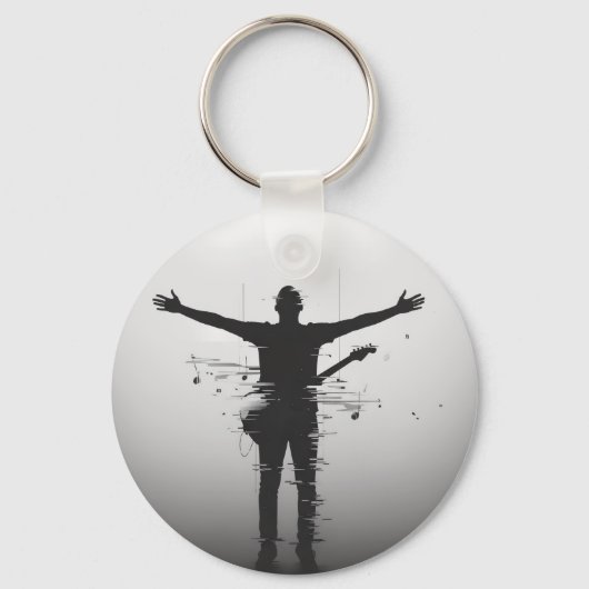 Muzikant Silhouette Sleutelhanger (Voorkant)