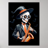 Muzikant Skelet Saxaphone Poster Muurdecoratie (Voorkant)